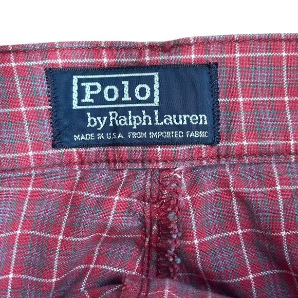Vintage 1980s Polo Ralph Lauren 6” Pleated Front Shorts Red Plaid Check Men’s 42 - Picture 4 of 5